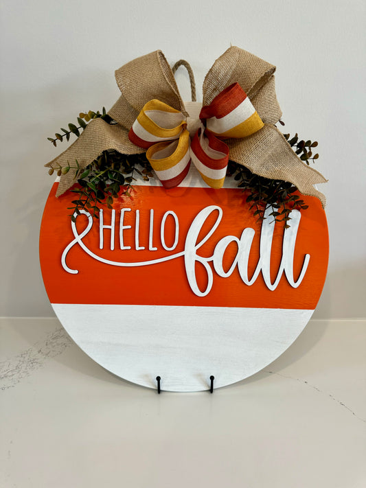 18" Hello Fall Wood Door/Wall Hanger