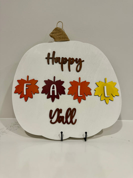 16" Happy Fall Y’all Pumpkin Door/Wall Hanger